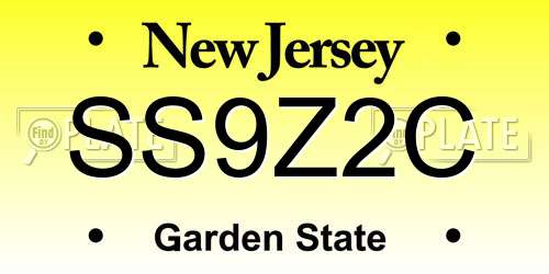 SS9Z2C New Jersey License Plate