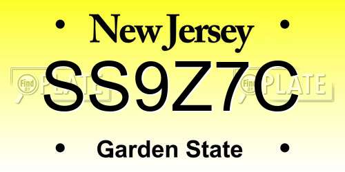 SS9Z7C New Jersey License Plate