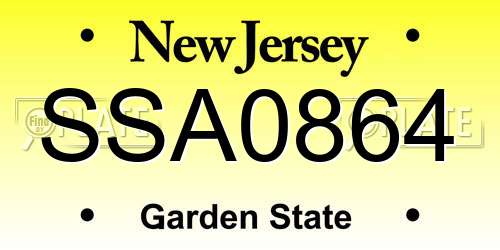 SSA0864 New Jersey License Plate