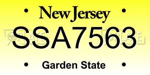 SSA7563 New Jersey License Plate