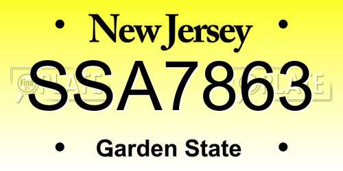 SSA7863 New Jersey License Plate