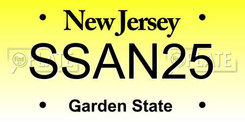 SSAN25 New Jersey License Plate