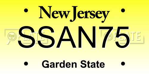 SSAN75 New Jersey License Plate