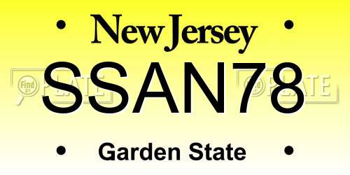 SSAN78 New Jersey License Plate