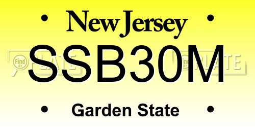 SSB30M New Jersey License Plate