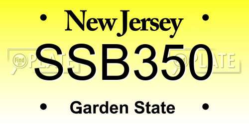 SSB350 New Jersey License Plate