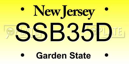 SSB35D New Jersey License Plate