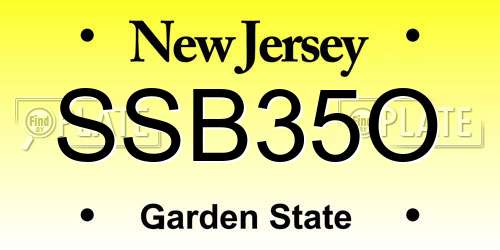 SSB35O New Jersey License Plate