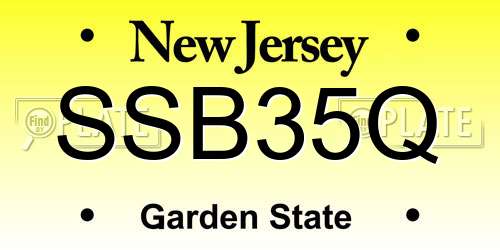 SSB35Q New Jersey License Plate