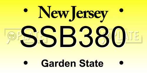 SSB380 New Jersey License Plate