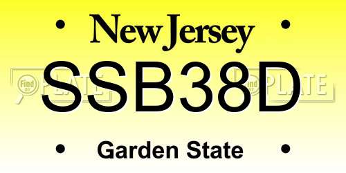 SSB38D New Jersey License Plate