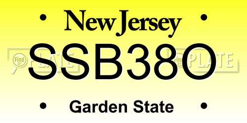 SSB38O New Jersey License Plate