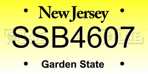 SSB4607 New Jersey License Plate