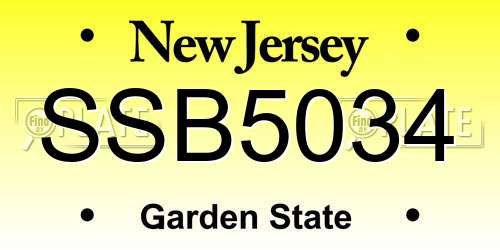 SSB5034 New Jersey License Plate