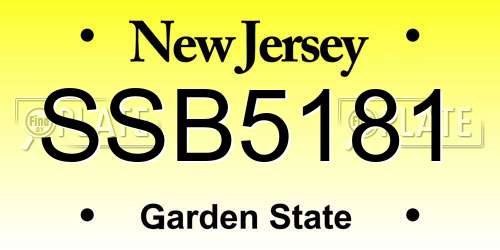 SSB5181 New Jersey License Plate
