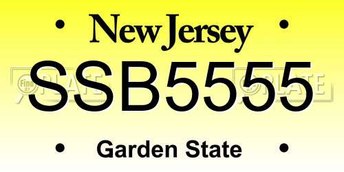 SSB5555 New Jersey License Plate