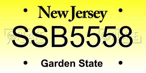 SSB5558 New Jersey License Plate