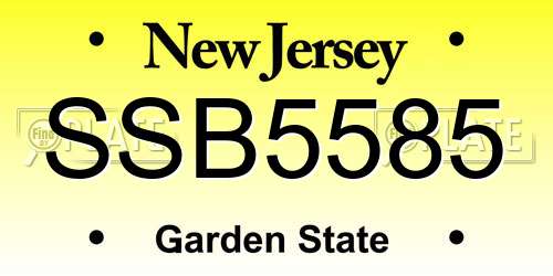 SSB5585 New Jersey License Plate