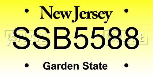 SSB5588 New Jersey License Plate