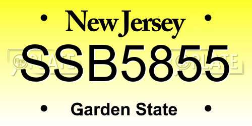 SSB5855 New Jersey License Plate