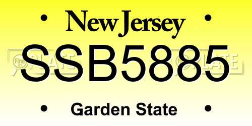 SSB5885 New Jersey License Plate