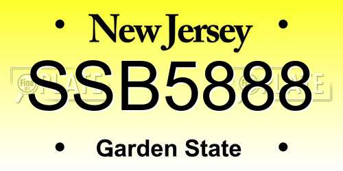 SSB5888 New Jersey License Plate