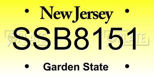 SSB8151 New Jersey License Plate