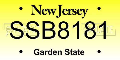 SSB8181 New Jersey License Plate