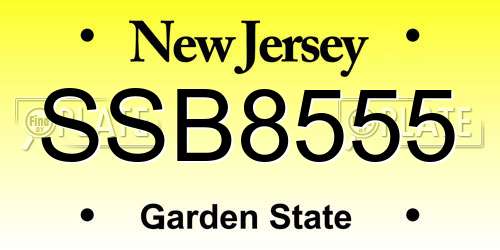 SSB8555 New Jersey License Plate