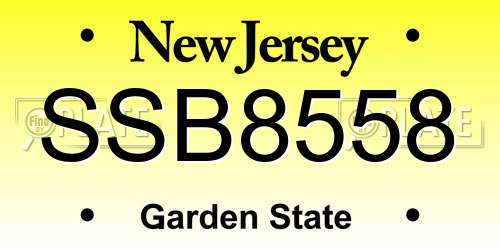 SSB8558 New Jersey License Plate