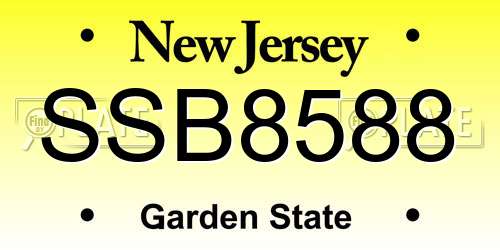 SSB8588 New Jersey License Plate