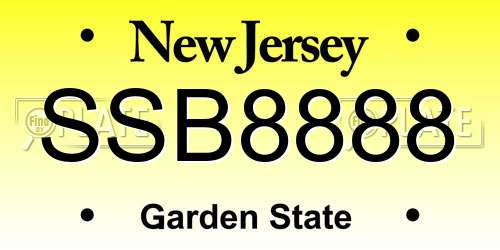 SSB8888 New Jersey License Plate