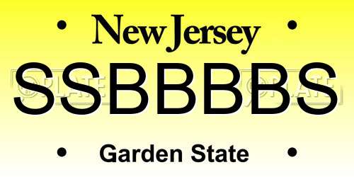 SSBBBBS New Jersey License Plate