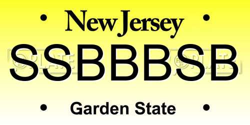 SSBBBSB New Jersey License Plate