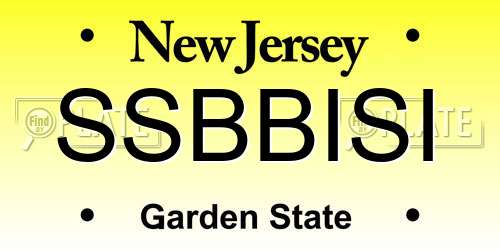 SSBBISI New Jersey License Plate