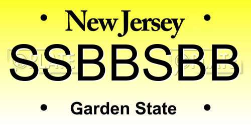 SSBBSBB New Jersey License Plate