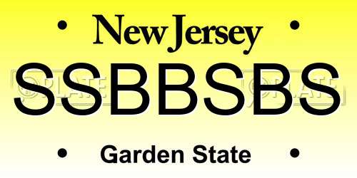 SSBBSBS New Jersey License Plate