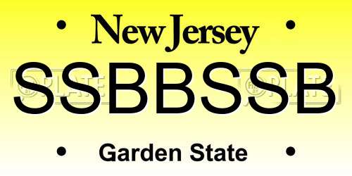 SSBBSSB New Jersey License Plate