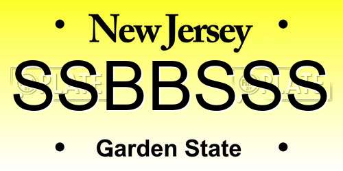 SSBBSSS New Jersey License Plate