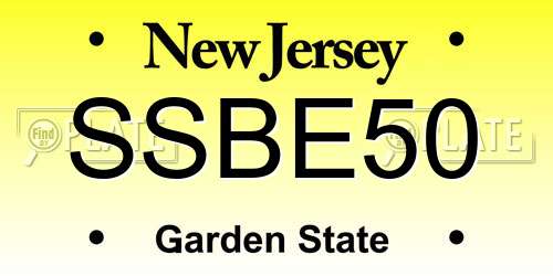 SSBE50 New Jersey License Plate