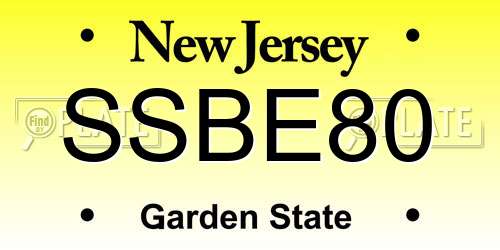 SSBE80 New Jersey License Plate