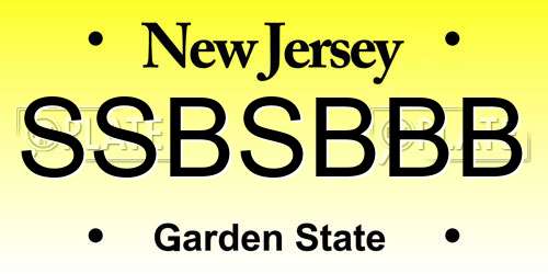 SSBSBBB New Jersey License Plate