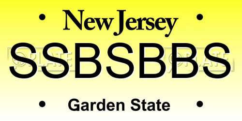 SSBSBBS New Jersey License Plate