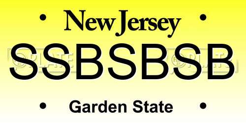 SSBSBSB New Jersey License Plate