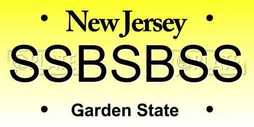 SSBSBSS New Jersey License Plate