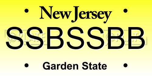 SSBSSBB New Jersey License Plate