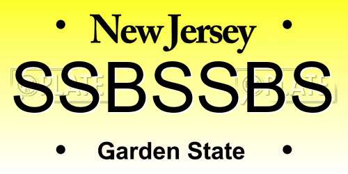 SSBSSBS New Jersey License Plate