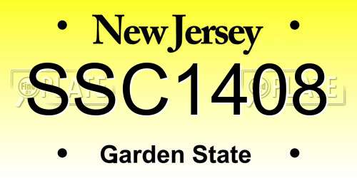 SSC1408 New Jersey License Plate