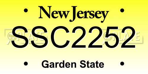 SSC2252 New Jersey License Plate