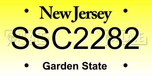 SSC2282 New Jersey License Plate